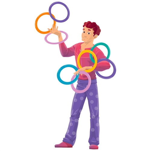 Carnival Circus Theme Multi Ring Juggler Transparent Sticker